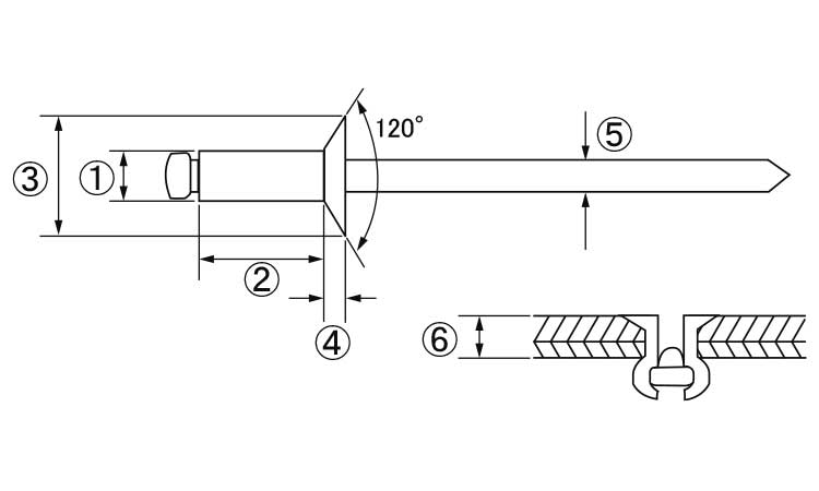 ロブテックス エビ ブラインドリベット ステンレス スティール 6-2 (1000本入) NSS6-2 - 2