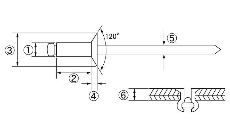 エビ ブラインドリベット(丸頭) ステンレス/ステンレス製 6-4(1000本入) LST64 金物、部品